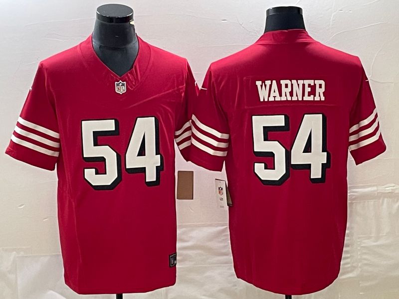 Men San Francisco 49ers #54 Warner Nike Red Vapor Limited NFL Jersey style 1
